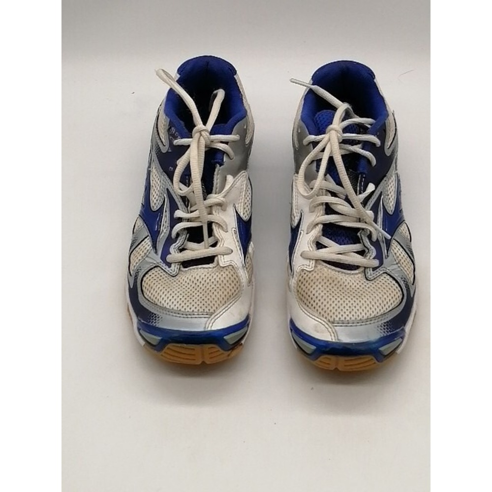 Mizuno Sneakers Womens Wave Bolt 5 White Blue 10 Volleyball Shoe PYV 1215